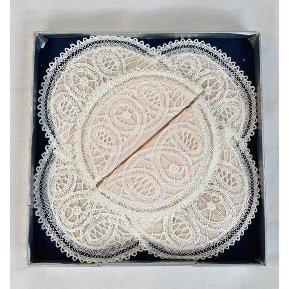 Vintage Brussels Handmade Handwork Lace Coasters NOS New LACE GALLERY 2 Sets - Picture 3 of 5